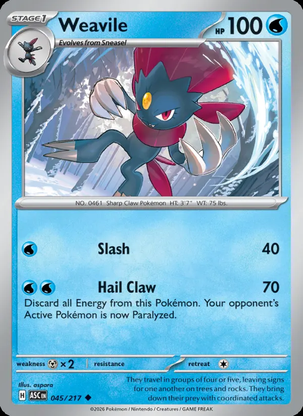 Weavile #45, Ascended Heroes