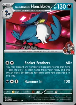 Team Rocket's Honchkrow #127