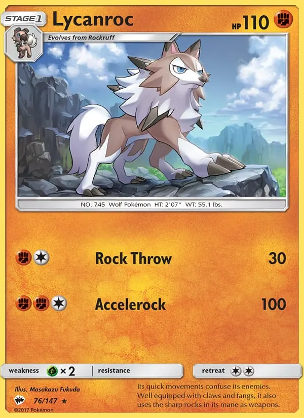 Lycanroc #76, Sun & Moon - Burning Shadows