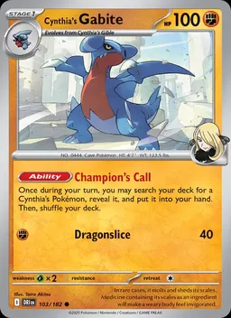 Cynthia's Gabite card photo