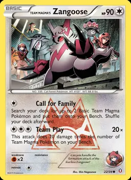 Team Magma's Zangoose card photo