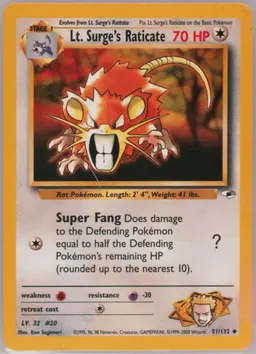 Lt. Surge's Raticate card photo