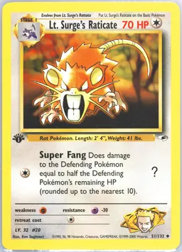 Lt. Surge's Raticate card photo