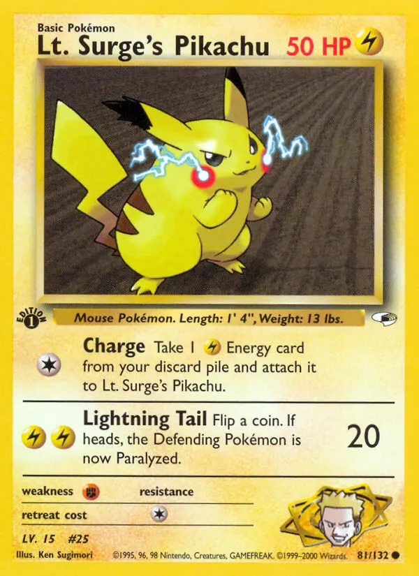Lt. Surge's Pikachu card photo