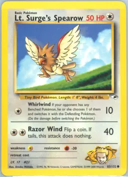 Lt. Surge's Spearow card photo