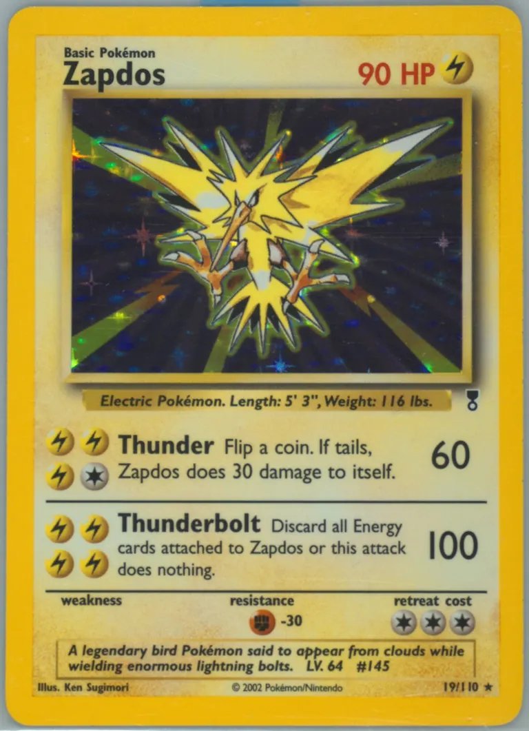 Pokemon Legendary Collection Holo Zapdos #19/110 PSA 7 NM NEW CERT