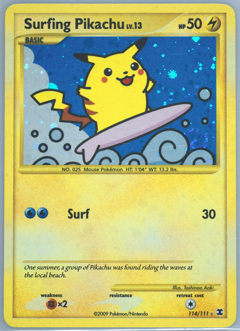 Surfing Pikachu card photo